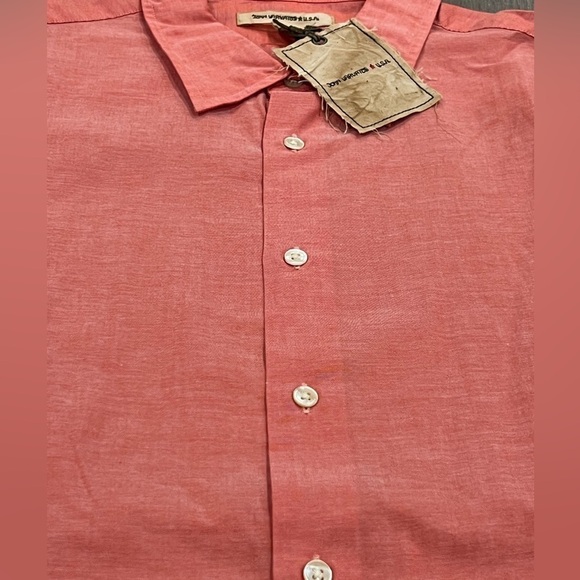 NWT John Varvatos Size Large Orange 100% Lightweight Cotton Beach Vacation Shirt - Picture 7 of 12